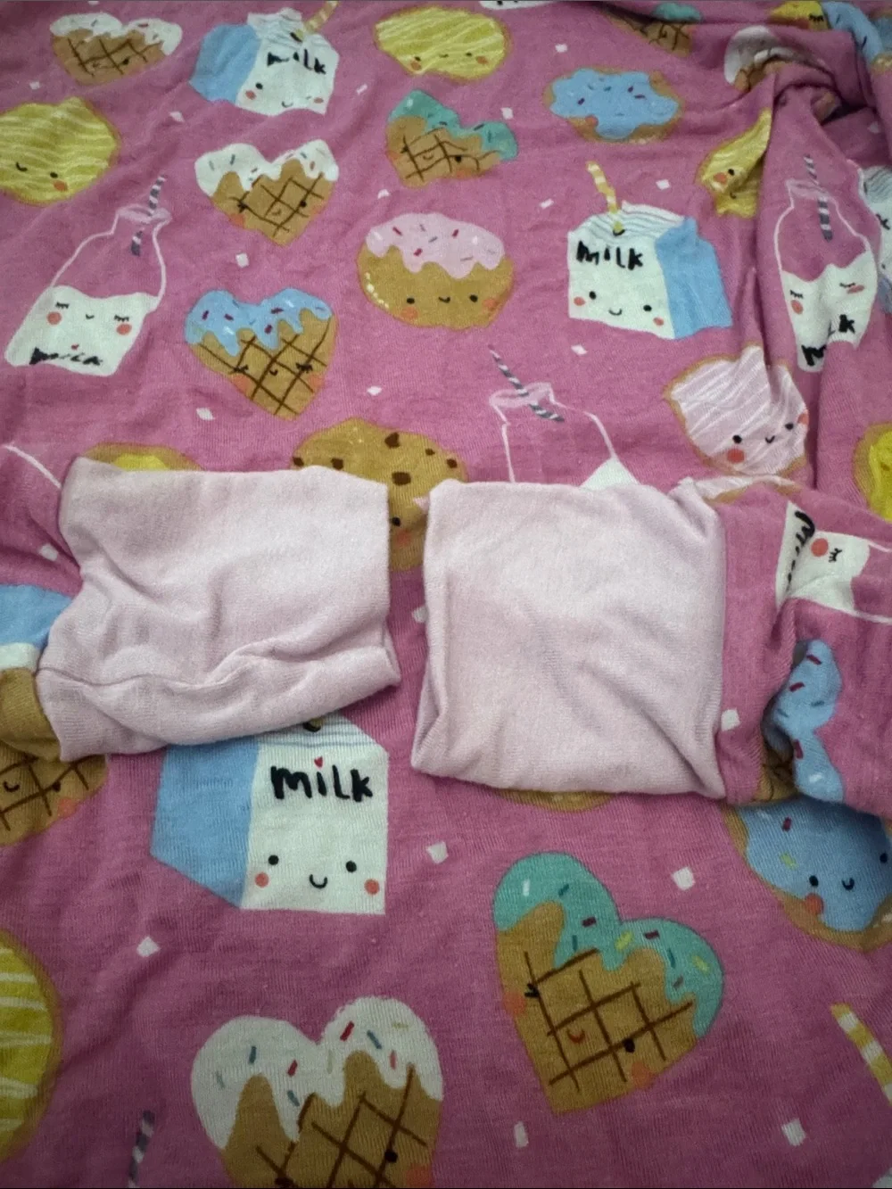 Little Sleepies Pink Milk & Cookie Print Pajama Set 9/10